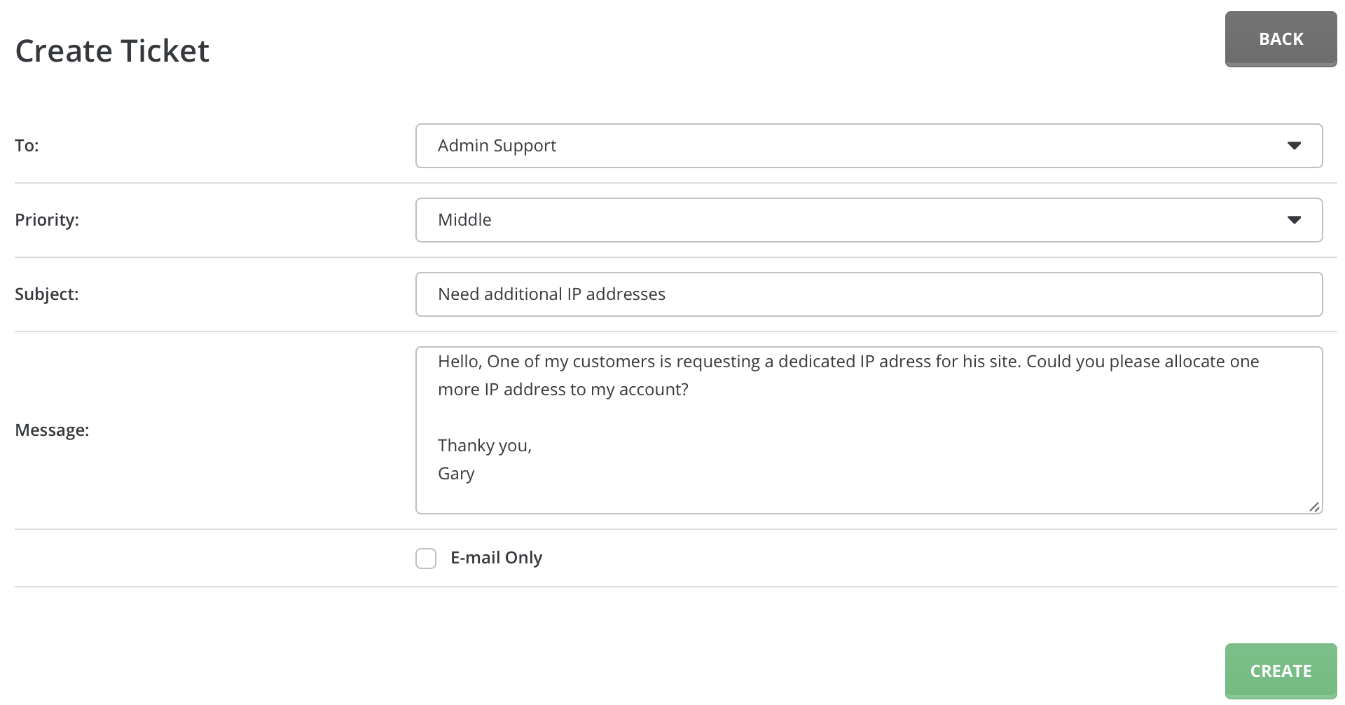 write message to administrator