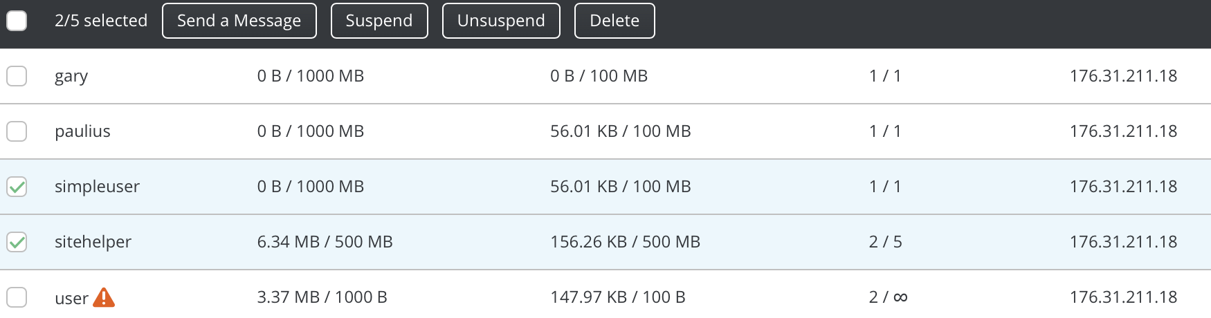 delete users